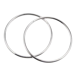 זוג ידיות רינג מתכת גדולות בצבע כסוף